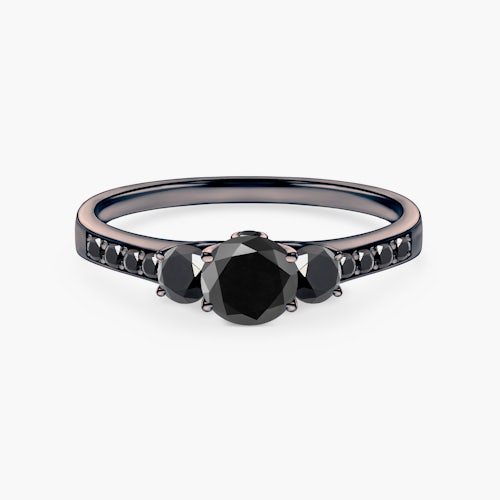 Pierścionek zaręczynowy Dream: czarne złoto, czarny diament